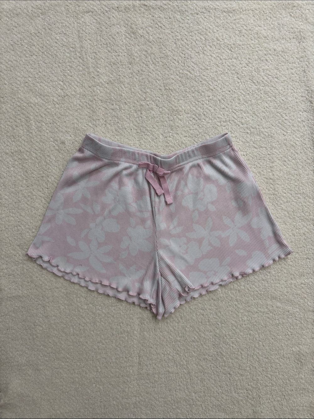 wonder nation Pink Floral Ribbed Lounge Shorts